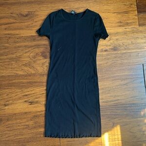 Ribbed black midi dress